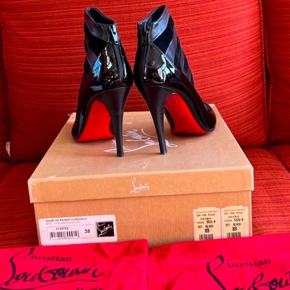 **SOLD Christian Louboutin Amor 100 Patent/VV/Cuoio Black Boot Size 8 **SOLD - Picture 2 of 5
